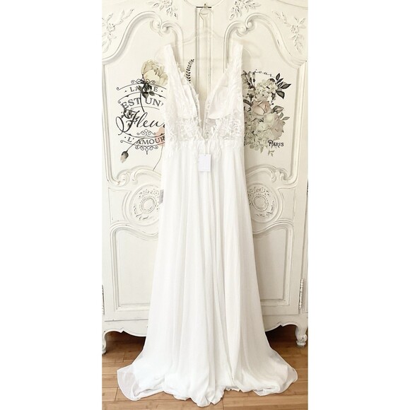 Lulus Forever Promised Dress XL White Wedding Chiffon Sequin Embroidered NWT - Picture 8 of 12